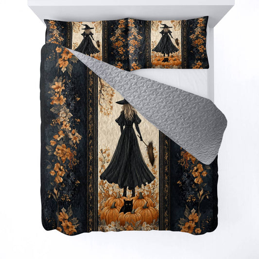 Witch Lorva All Season Quilt 3-Piece Set Pumpkins & Petals Spell