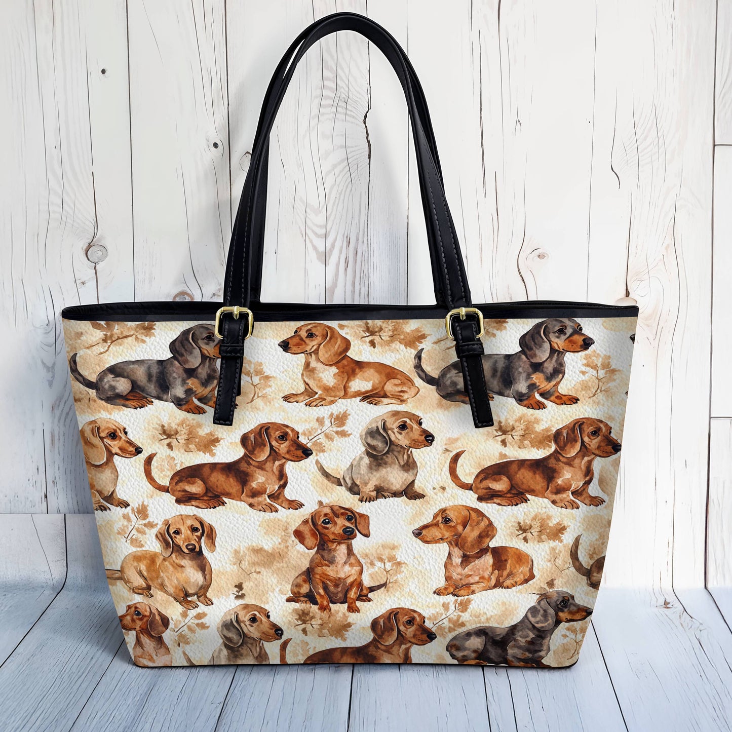 Lorva Dachshund Leather Tote Bag Dachshund Dreams