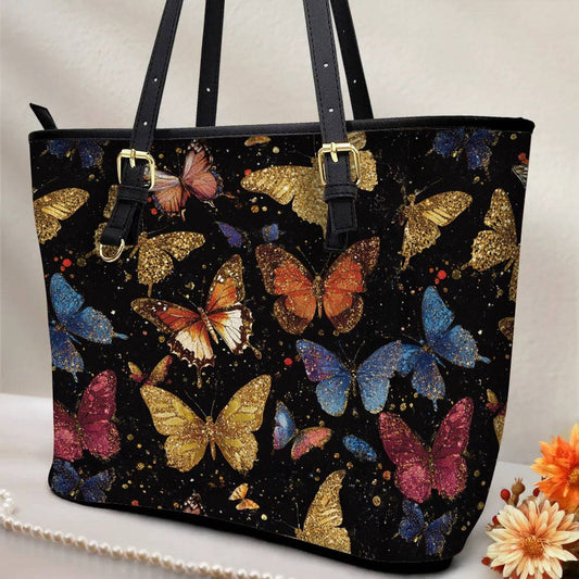 Lorva Butterfly Leather Tote Bag Butterfly Galaxy Glow