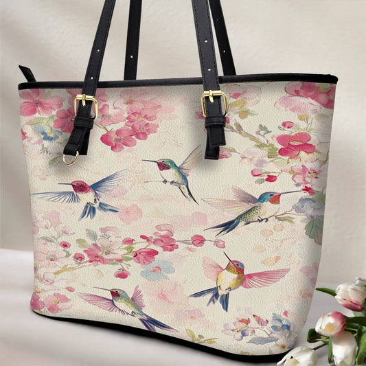 Lorva Hummingbird Leather Tote Bag Flight of Spring