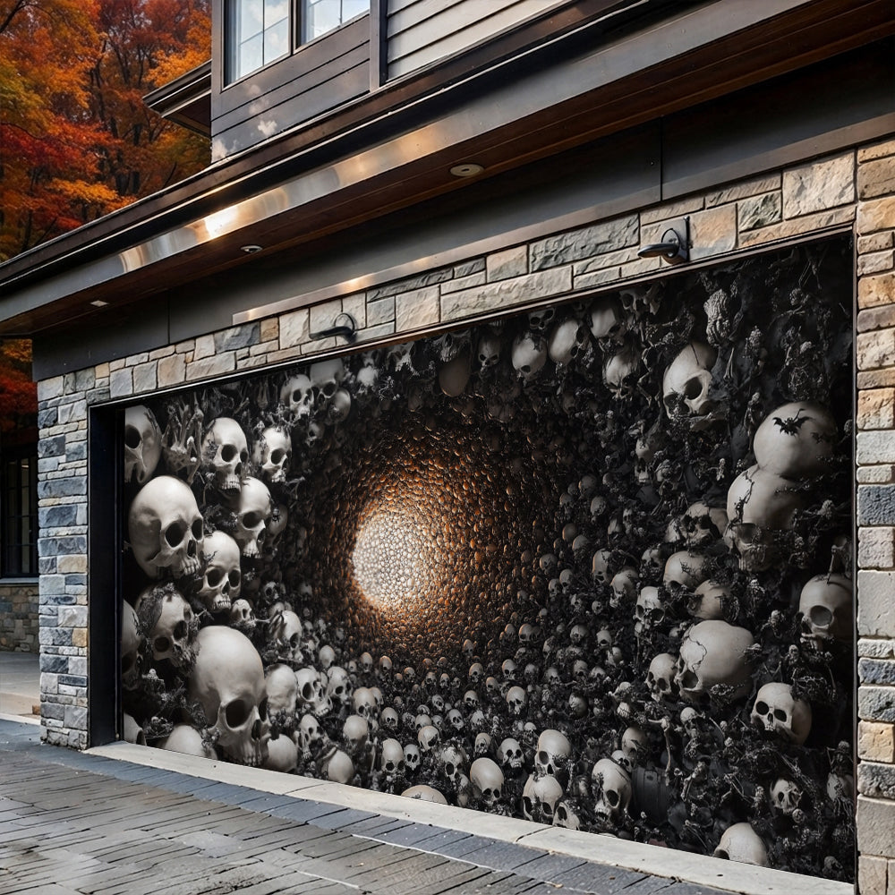 Lorva Halloween Garage Door Banner Decoration Skull Tunnel