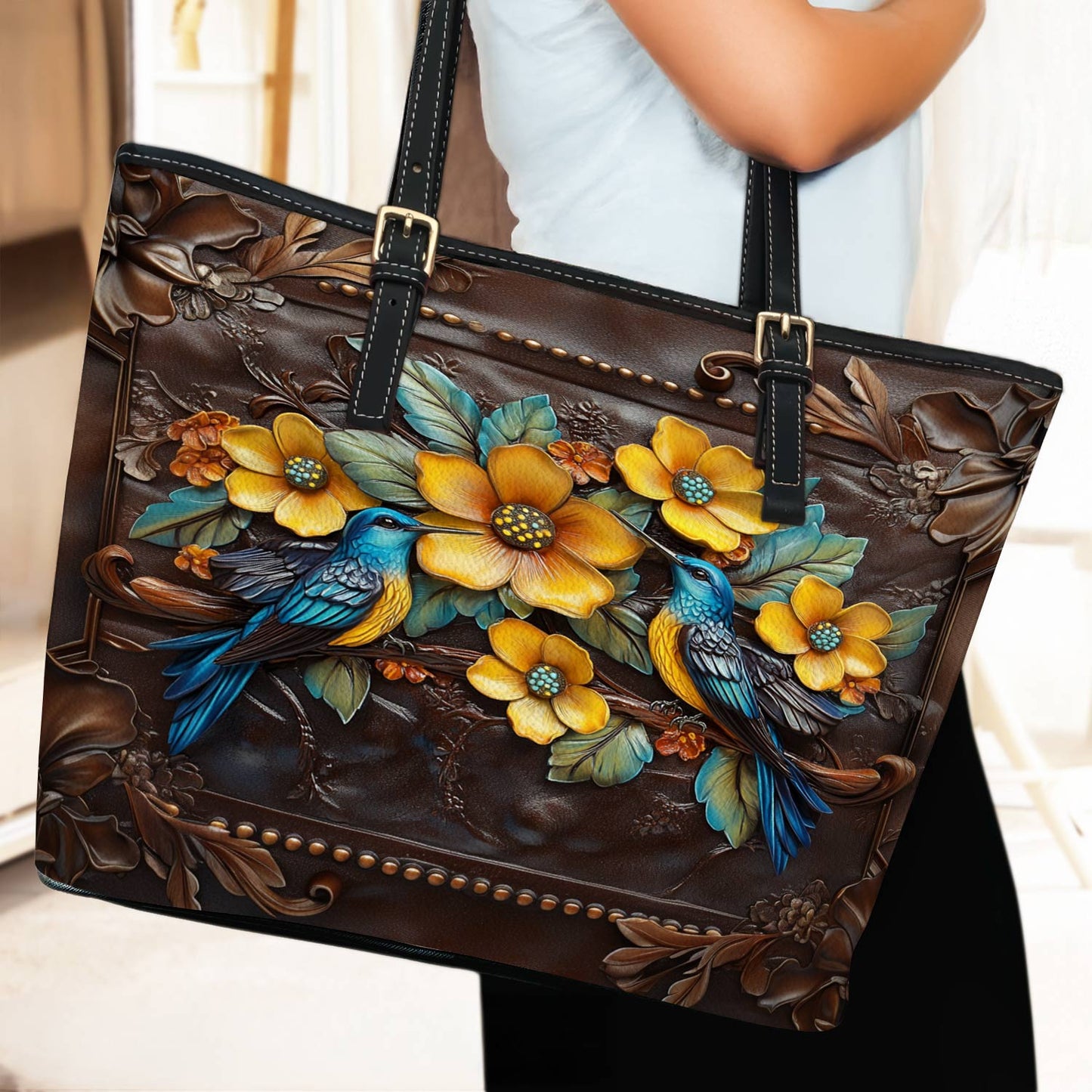 Lorva Leather Tote Bag Birdsong & Blossoms