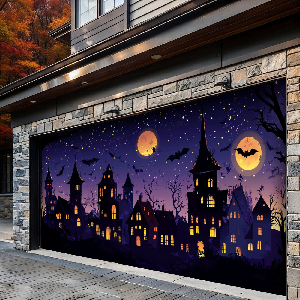 Lorva Halloween Garage Door Banner Decoration Night