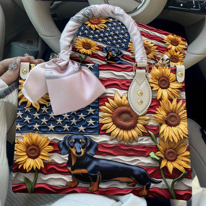 Lorva Dachshund Leather Bag American Bloom