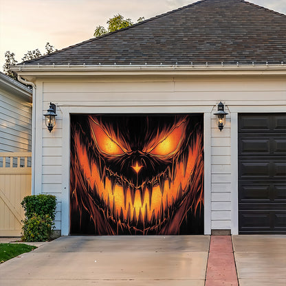 Lorva Halloween Garage Door Banner Decoration Dark Jack-O'-Lantern