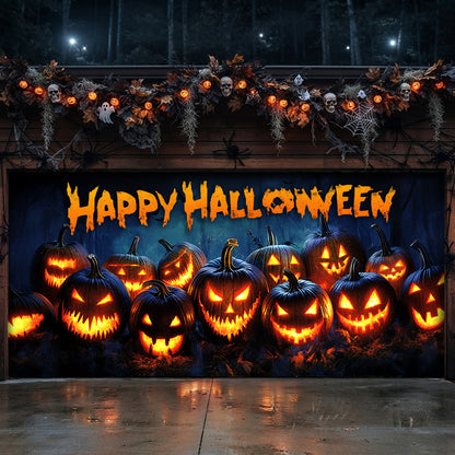 Lorva Halloween Garage Door Banner Decoration Nightmare Pumpkins Monster