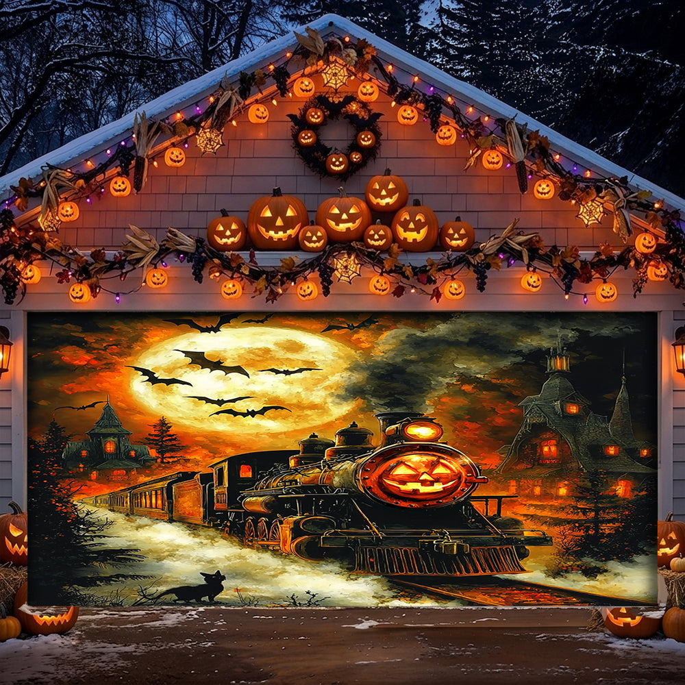 Lorva Halloween Garage Door Banner Decoration Pumpkin Express Halloween