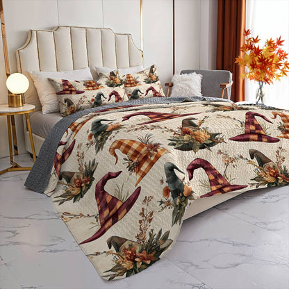 Witch Lorva All Season Quilt 3-Piece Set Floral Witch Hats