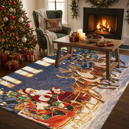 Lorva Cat Area Rug  Santa’s Magical Sleigh