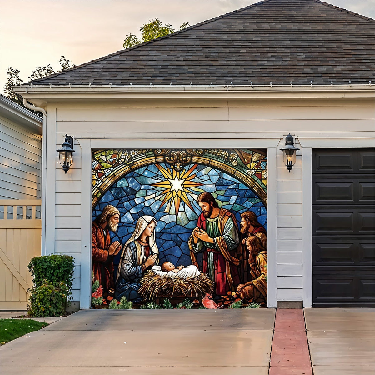 Lorva Christmas Garage Door Banner Decoration Faith The Nativity Scene