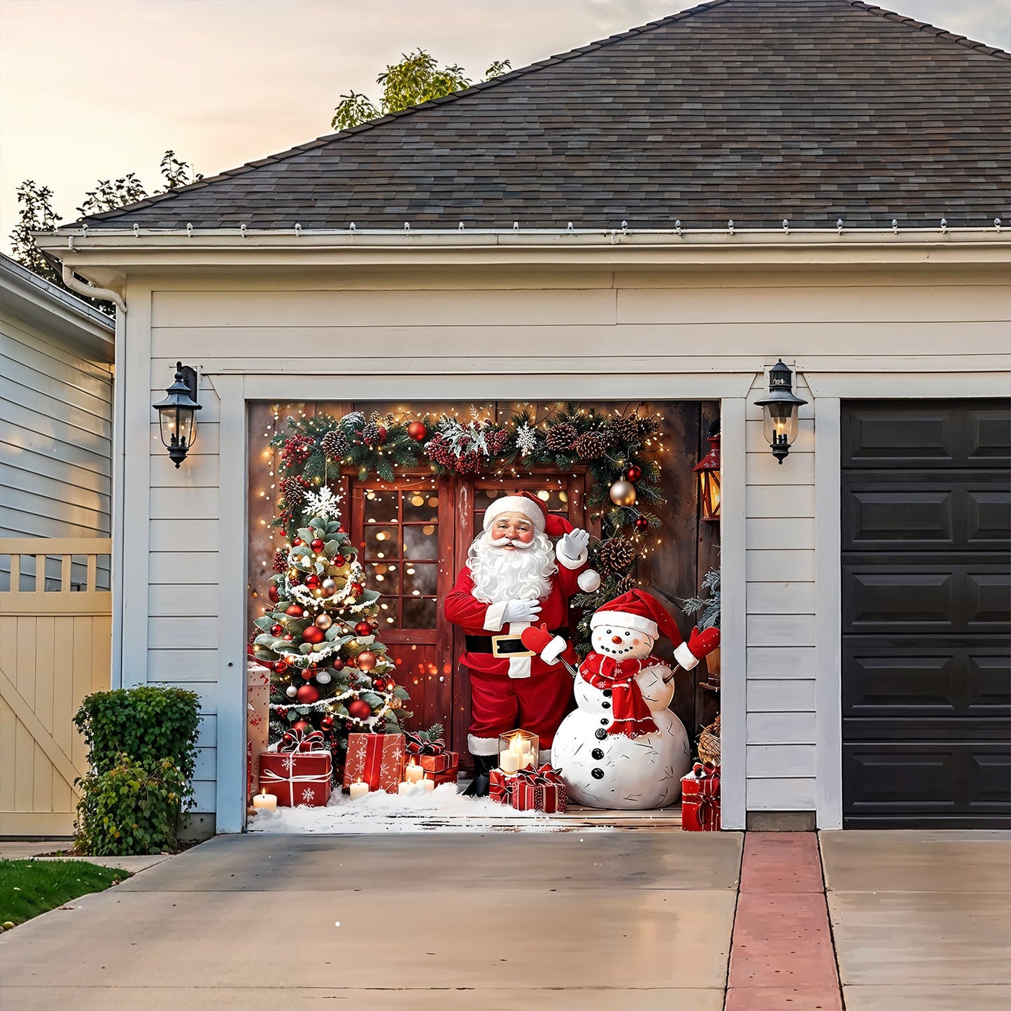 Lorva Christmas Garage Door Banner Decoration Santa’s Warm Welcome Christmas at the Door