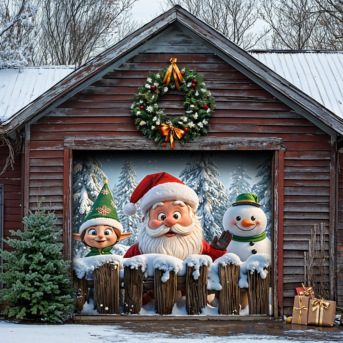 Lorva Christmas Garage Door Banner Decoration Santa’s Jolly Crew