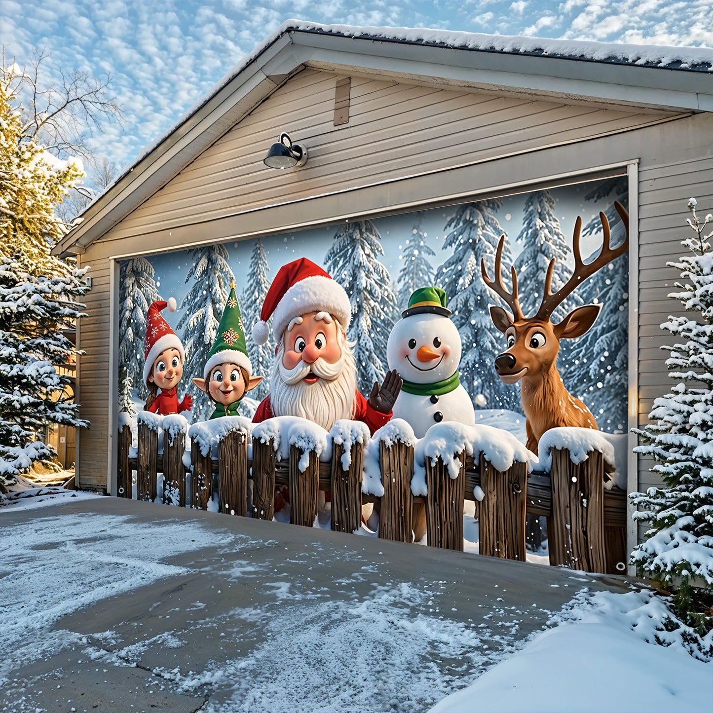 Lorva Christmas Garage Door Banner Decoration Santa’s Jolly Crew