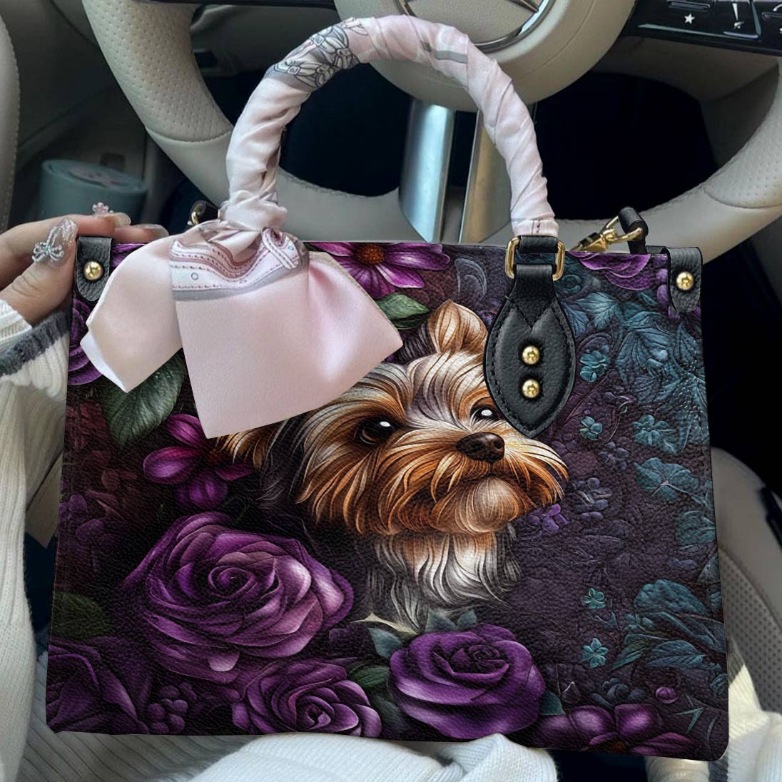 Lorva Leather Bag Velvet Yorkie Bloom