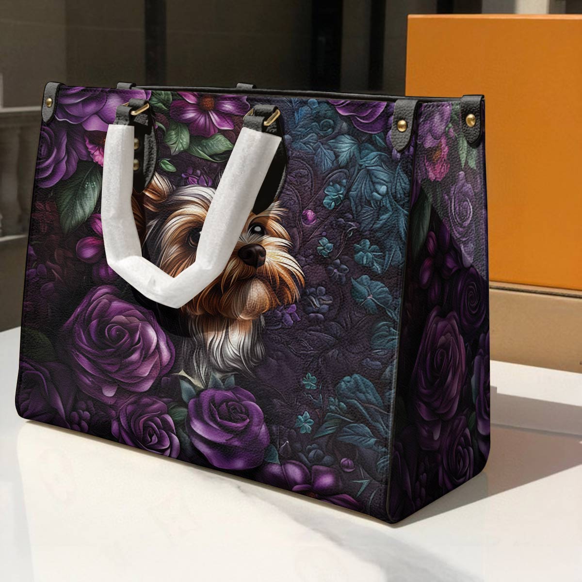 Lorva Leather Bag Velvet Yorkie Bloom