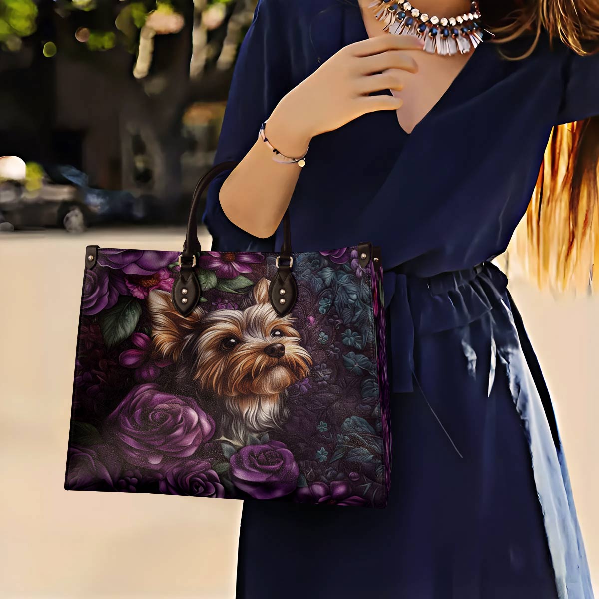 Lorva Leather Bag Velvet Yorkie Bloom