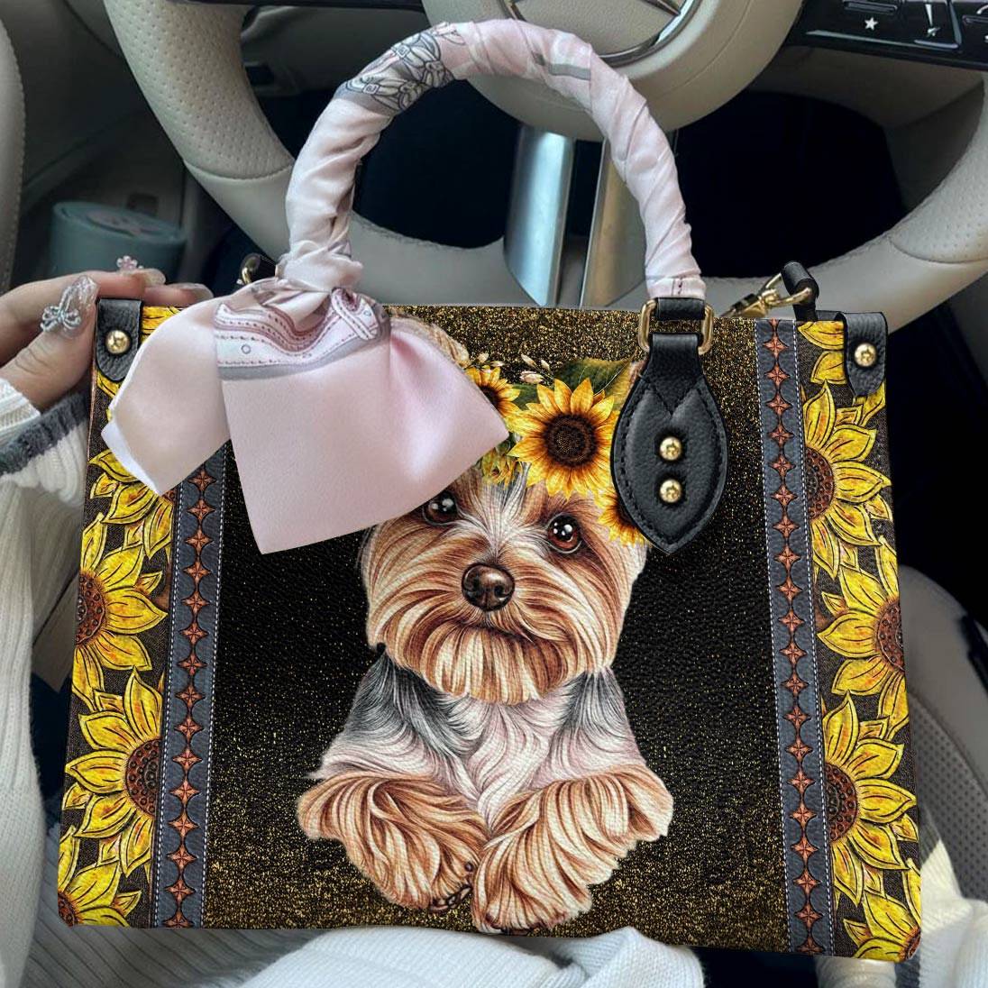 Lorva Yorkie Leather Bag You Are My Sunshine