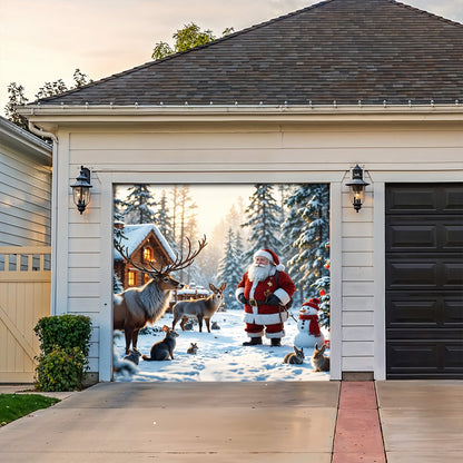 Lorva Christmas Garage Door Banner Decoration Santa’s Woodland Wonder