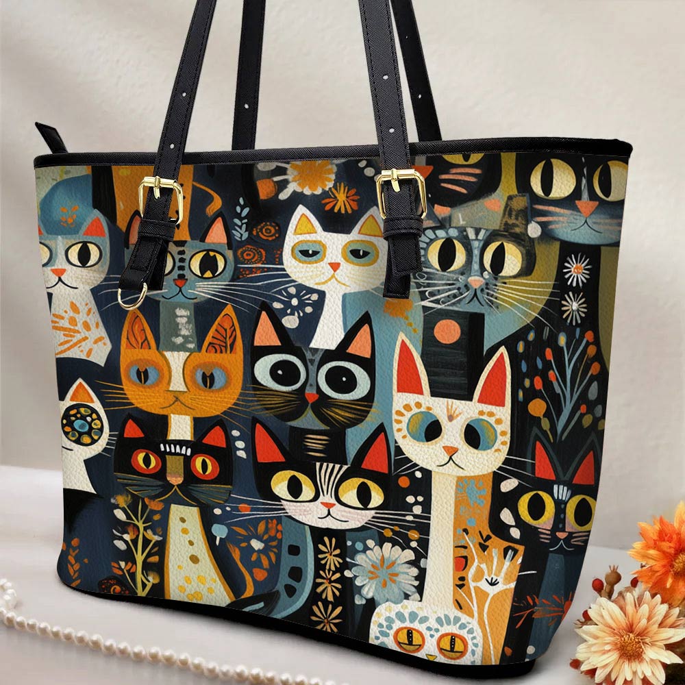 Lorva Leather Tote Bag Curious Folk Cats