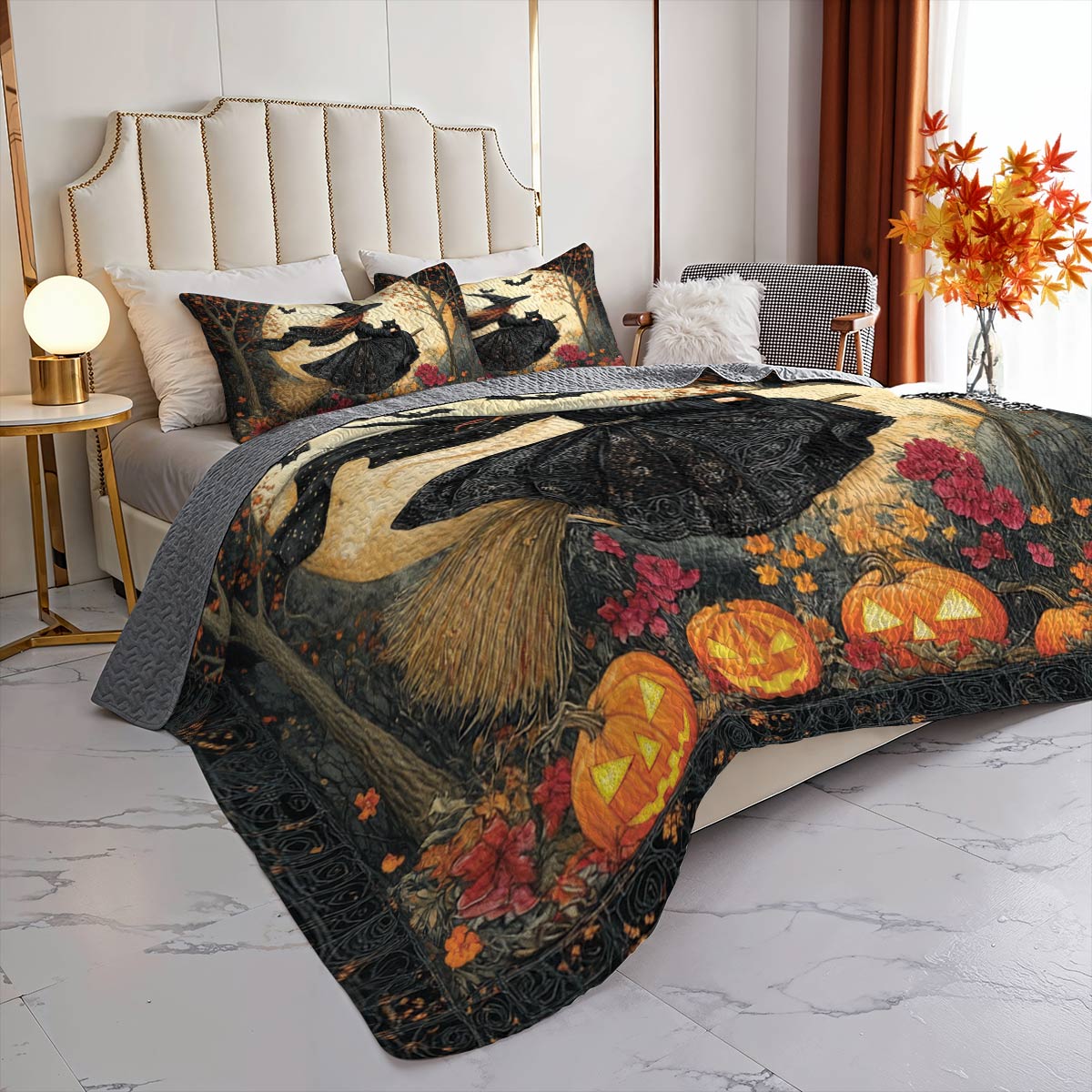 Witch Lorva All Season Quilt 3-Piece Set Midnight Flight Witch