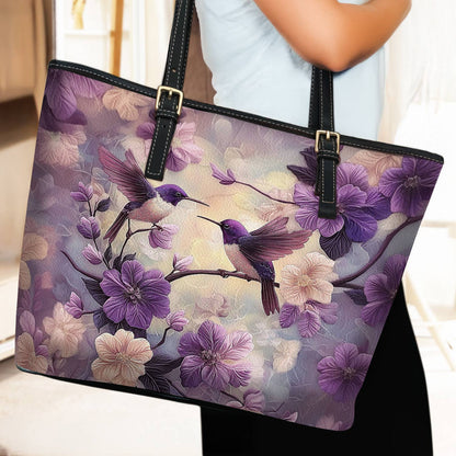 Lorva Hummingbird Leather Tote Bag Ethereal Flutter