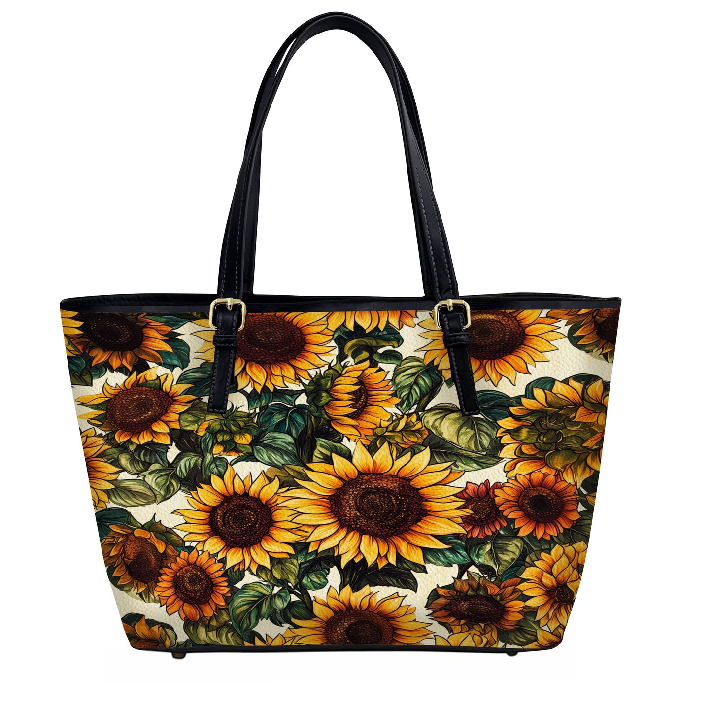 Lorva Leather Tote Bag Vintage Sunflower