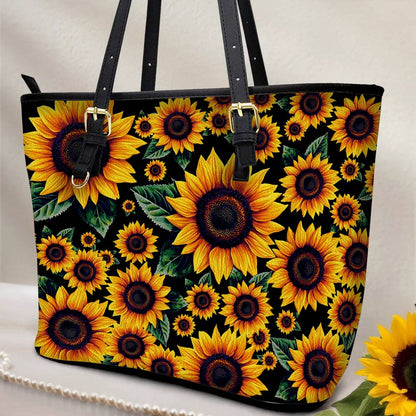 Lorva Sunflower Leather Tote Bag Summer Eclipse