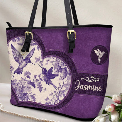 Lorva Hummingbird Leather Tote Bag Personalized Humming Harmony