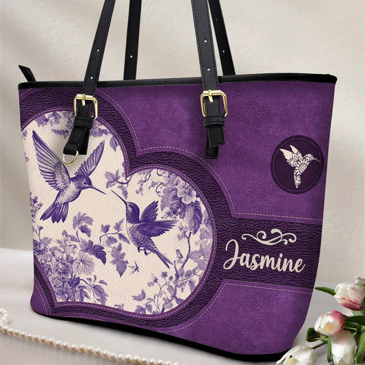 Lorva Hummingbird Leather Tote Bag Personalized Humming Harmony