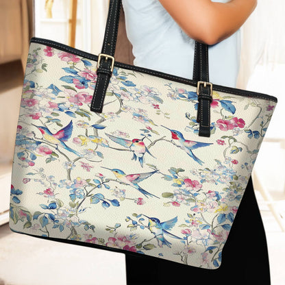 Lorva Hummingbird Leather Tote Bag Blossom Whisper