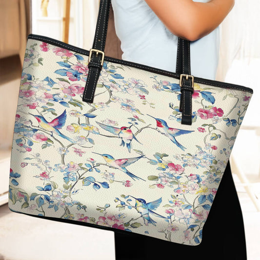 Lorva Hummingbird Leather Tote Bag Blossom Whisper