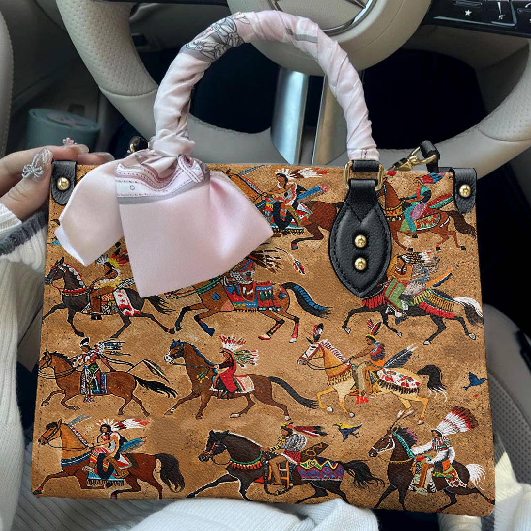 Lorva Leather Bag Majestic Native Horses
