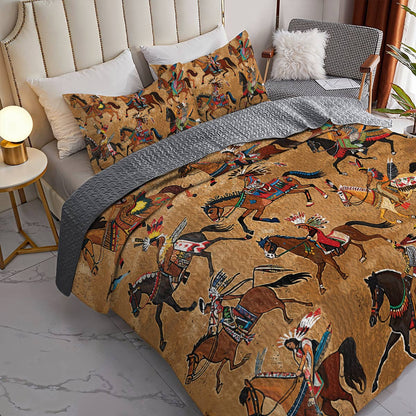 Lorva All Season Quilt 3-Piece Set Majestic Native Horses