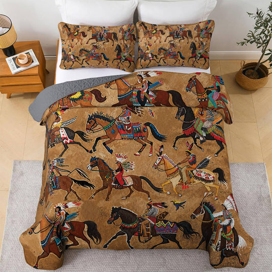 Lorva All Season Quilt 3-Piece Set Majestic Native Horses