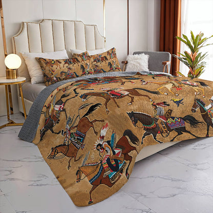 Lorva All Season Quilt 3-Piece Set Majestic Native Horses