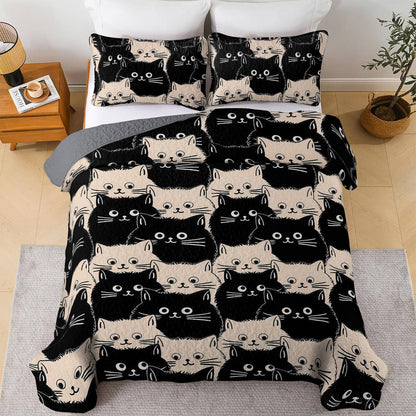 Lorva All Season Quilt 3-Piece Set Cute Fat Cats