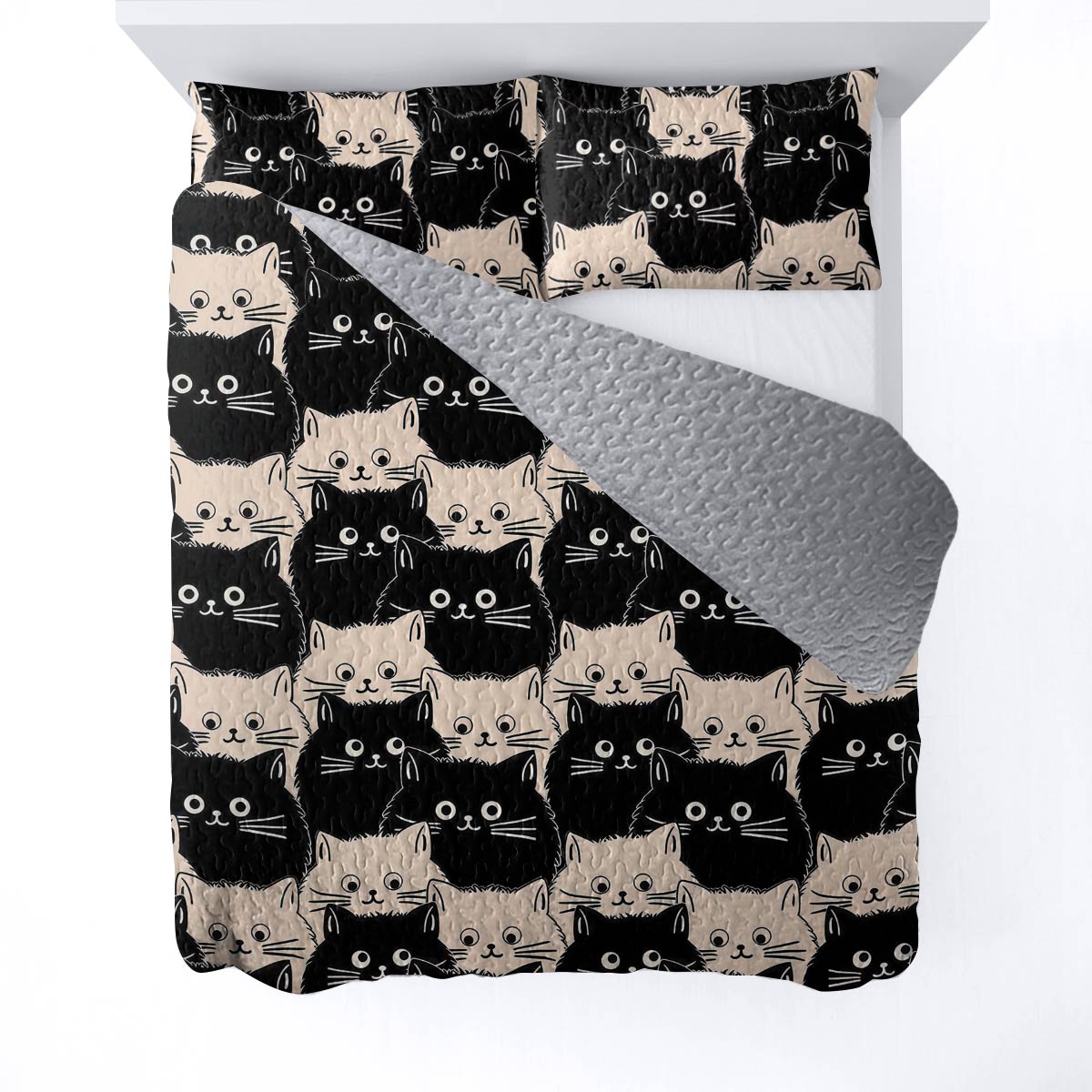 Lorva All Season Quilt 3-Piece Set Cute Fat Cats
