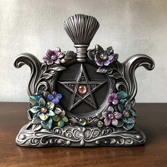 Witch Custom Shaped 2D Print Acrylic Plaque Enchanted Bloom Pentacle