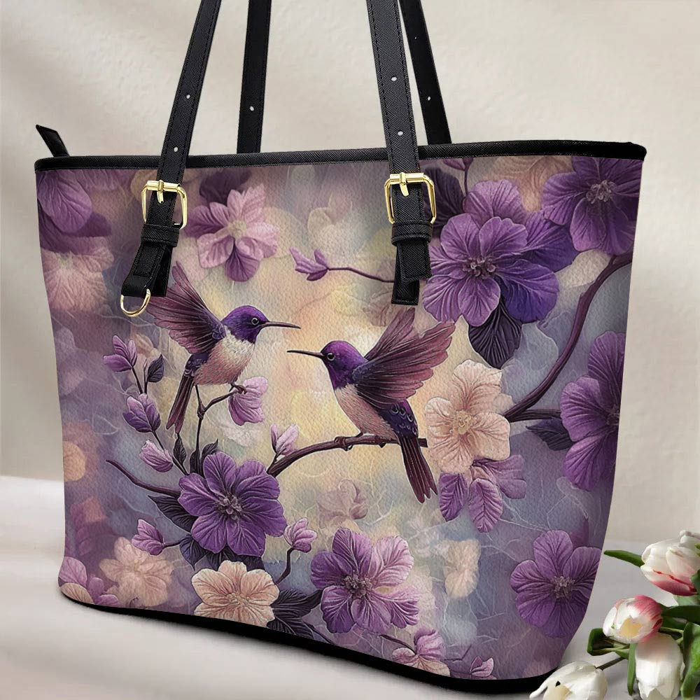 Lorva Hummingbird Leather Tote Bag Ethereal Flutter