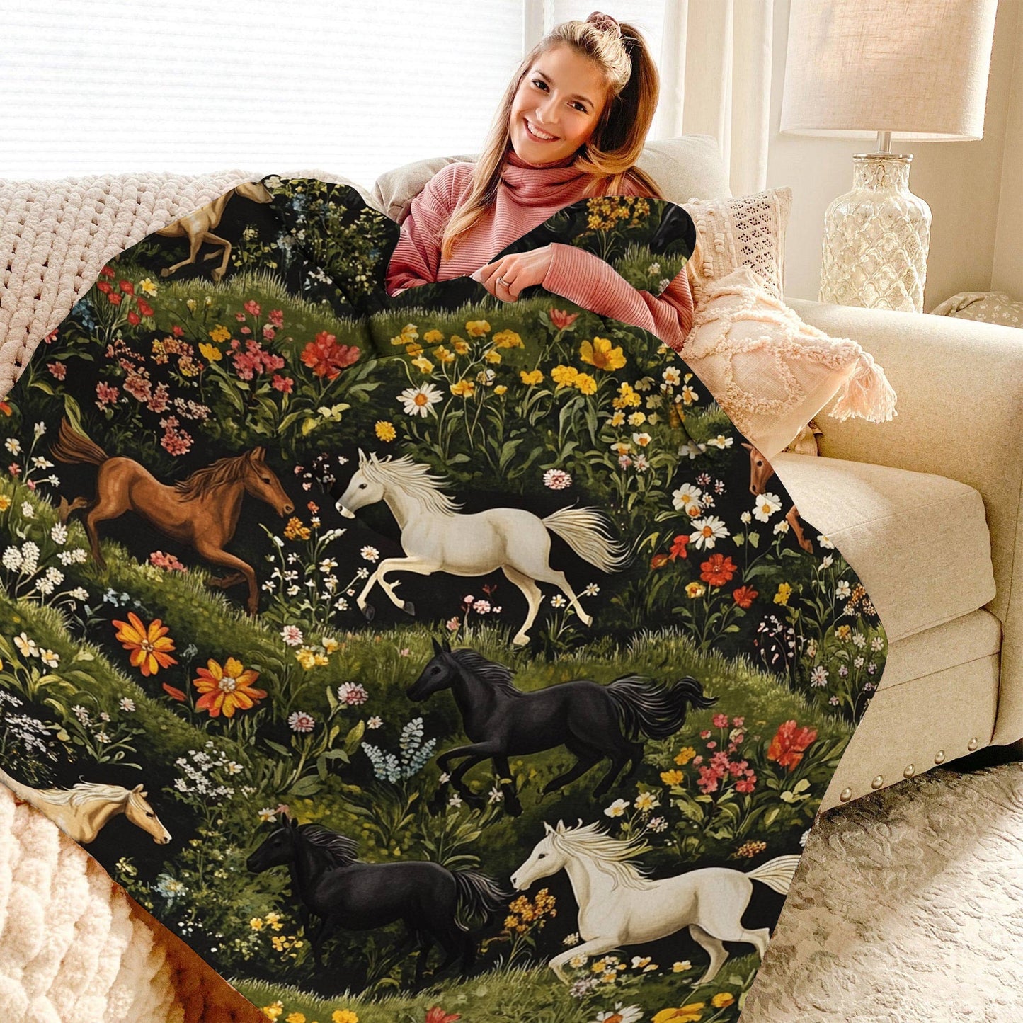 Lorva Fleece Blanket Horse Bliss