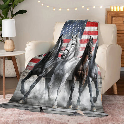 Lorva Fleece Blanket Set Strength Horses