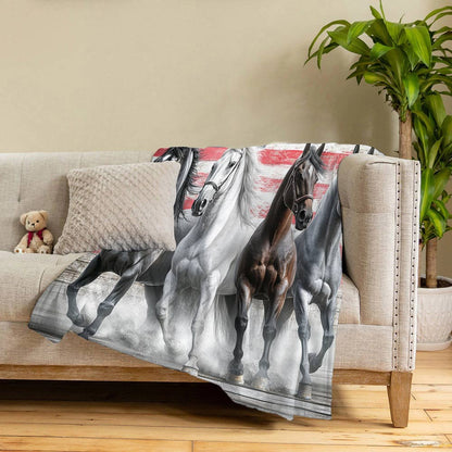 Lorva Fleece Blanket Set Strength Horses