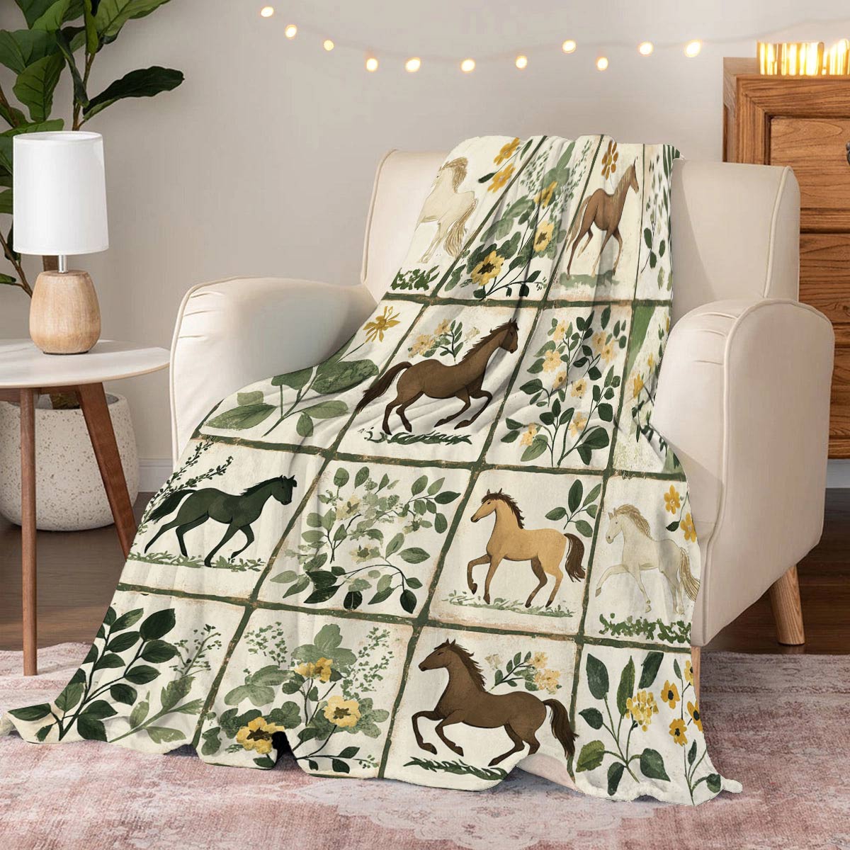 Lorva Fleece Blanket Horse Delight