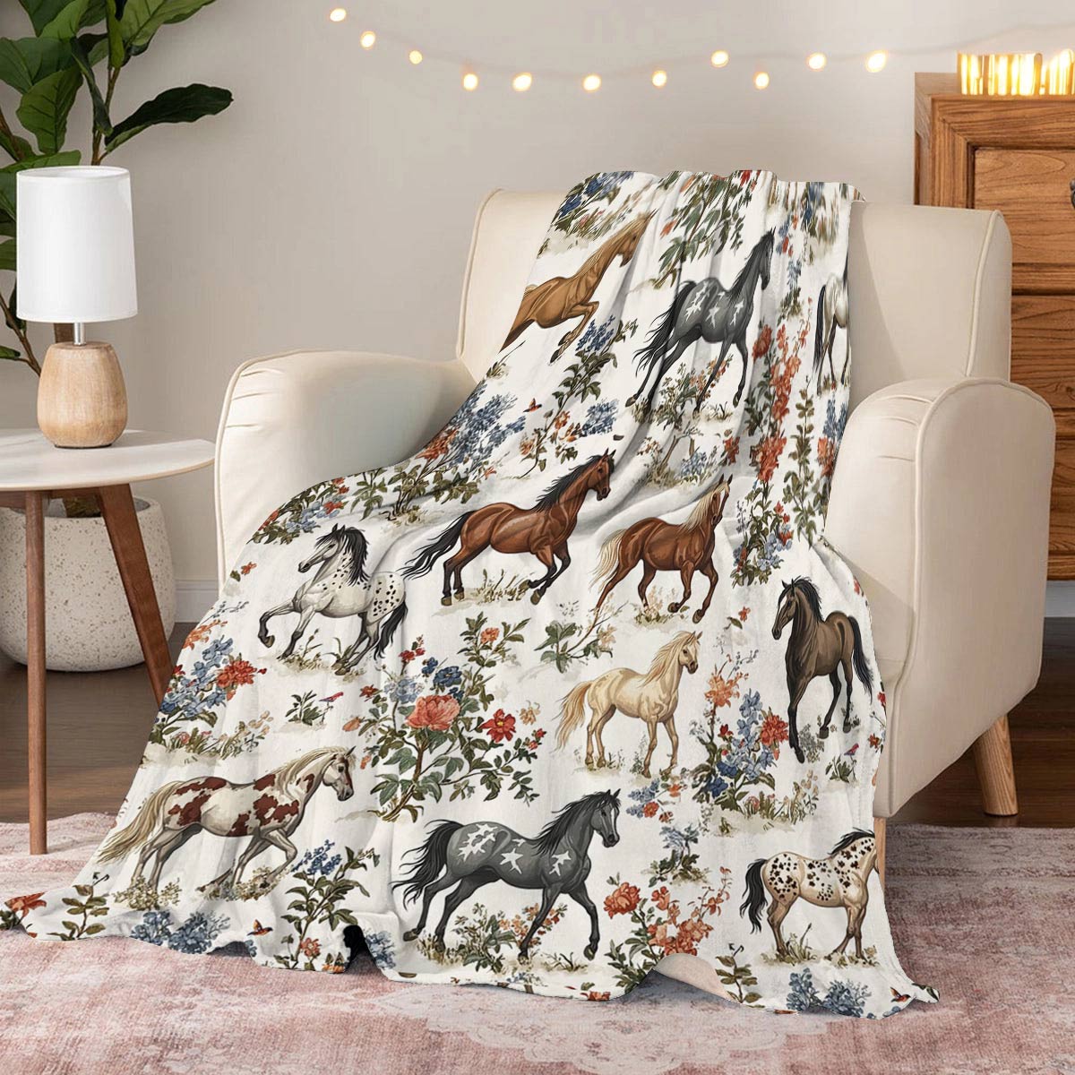 Lorva Fleece Blanket Majestic Horse Harmony