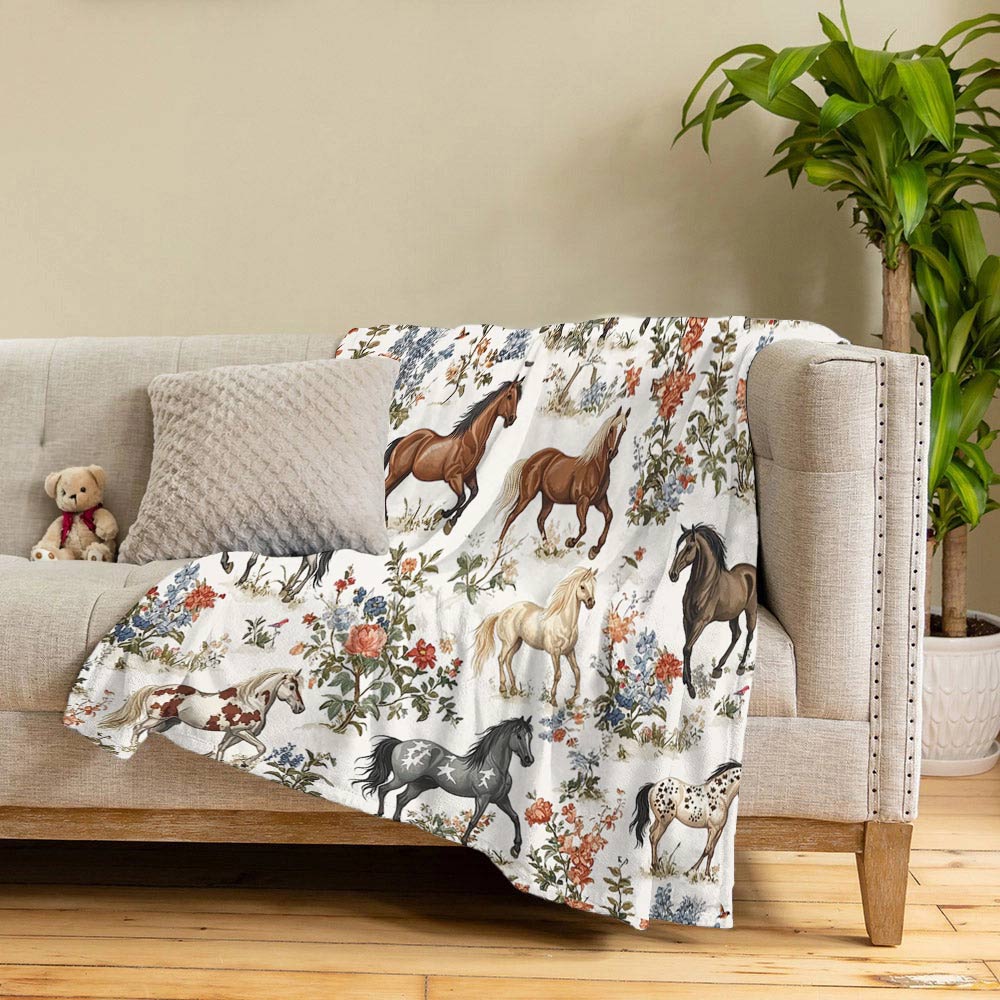 Lorva Fleece Blanket Majestic Horse Harmony