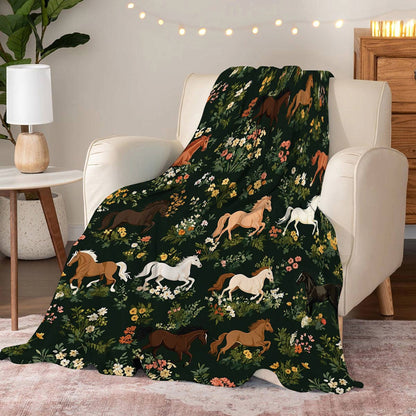 Lorva Fleece Blanket Horse Garden
