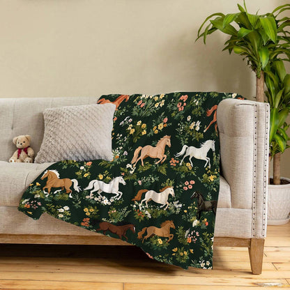 Lorva Fleece Blanket Horse Garden