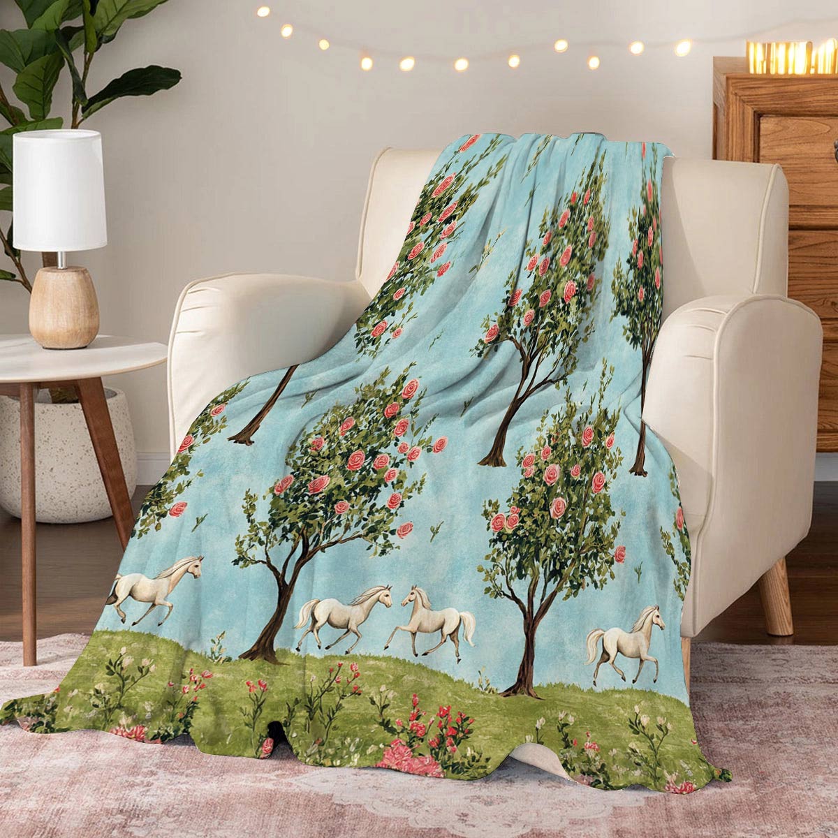 Lorva Fleece Blanket Gentle Horses