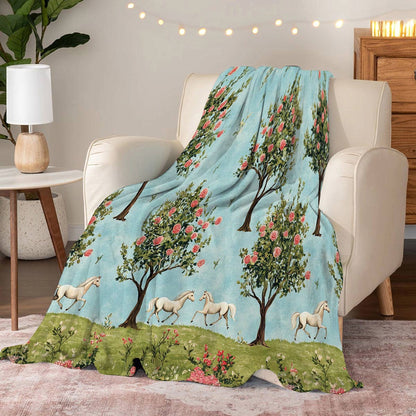Lorva Fleece Blanket Gentle Horses