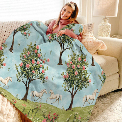 Lorva Fleece Blanket Gentle Horses
